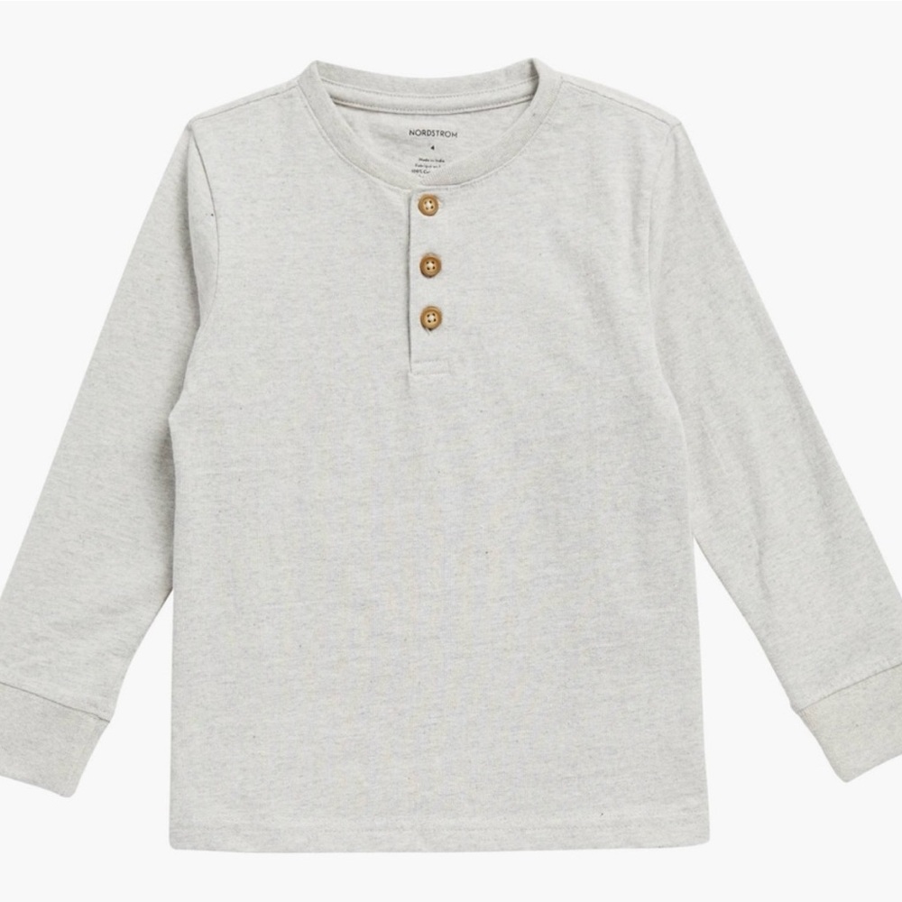 Nordstrom Boys Huxley Cotton Henley Shirt Gray XL 14/16
